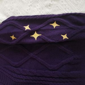 retro star embroidered cardigan in purple youthful chic 6549