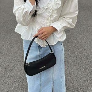 retro y2k mini baguette purse   chic & compact style 7876
