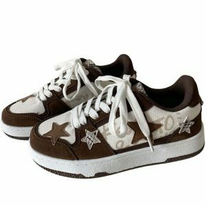revolutionary brown star aesthetic sneakers 4808