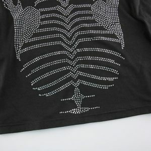 skeleton rhinestone top long sleeve edgy design 4383