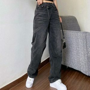 sleek high rise jeans straight leg classic fit 6673