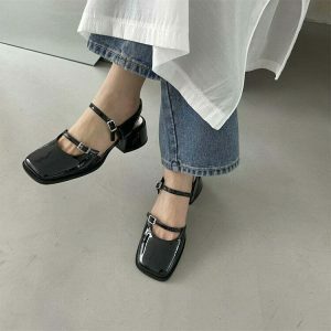 sleek square toe mary jane shoes youthful elegance 7145