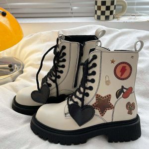 soft girl heart ankle boots chic & youthful streetwear staple 5852