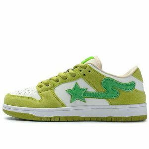 sour green star sneakers youthful & vibrant street kicks 6414