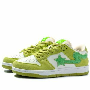 sour green star sneakers youthful & vibrant street kicks 6476