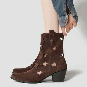 star cutout cowboy boots iconic & youthful streetwear twist 2133