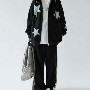 star patch zip hoodie   youthful aesthetic & urban chic 2872