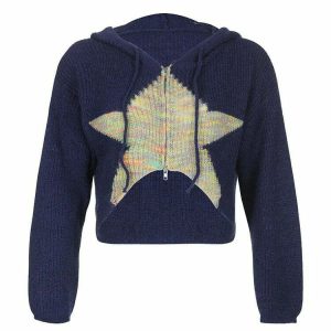 star zipup knit hoodie dynamic & youthful streetwear 2131