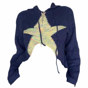 star zipup knit hoodie dynamic & youthful streetwear 8763