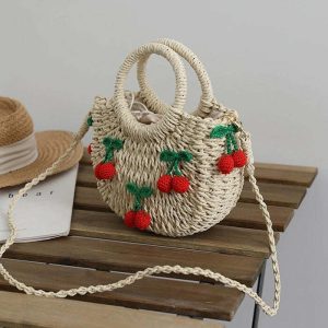 strawberry straw bag youthful & chic summer accessory 1958