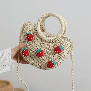 strawberry straw bag youthful & chic summer accessory 3920