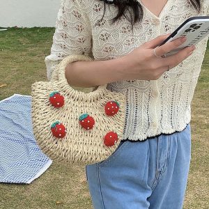 strawberry straw bag youthful & chic summer accessory 4059
