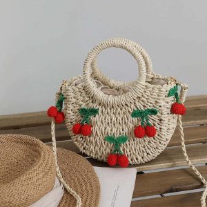 strawberry straw bag youthful & chic summer accessory 7405