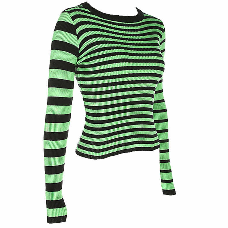 striped ribbed sweater   dynamic & youthful urban style 1761