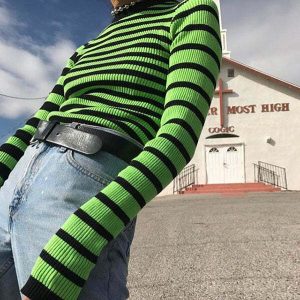 striped ribbed sweater   dynamic & youthful urban style 4931