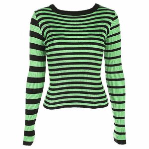 striped ribbed sweater   dynamic & youthful urban style 6644