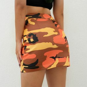 urban camo skirt with zip front dynamic streetwear appeal 6705