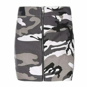 urban camo skirt with zip front dynamic streetwear appeal 8327