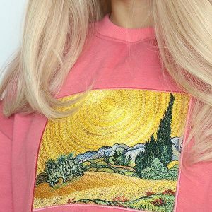 van gogh inspired wheat field sweatshirt   youthful artistry 5147