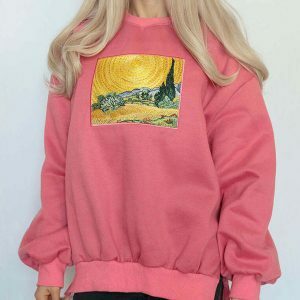 van gogh inspired wheat field sweatshirt   youthful artistry 8090