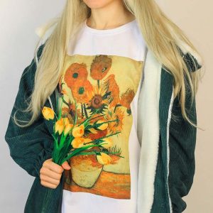 van gogh sunflowers tee iconic art print shirt youthful vibe 7834