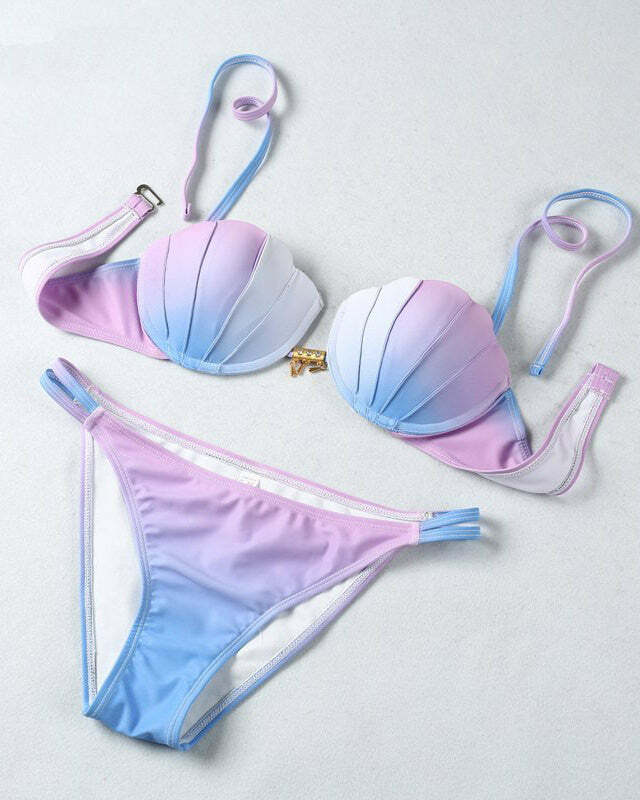 vibrant gradient mermaid bikini youthful beachwear 7567
