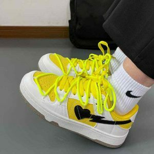 vibrant heart aesthetic sneakers yellow & black design 5896