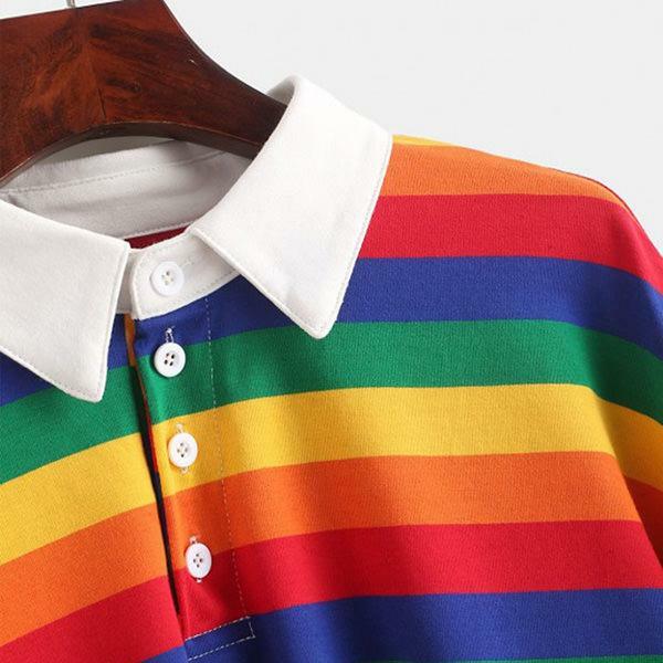 vibrant rainbow collared top youthful & chic style 1684