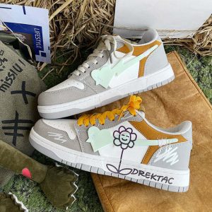 vibrant yellow & grey floral sneakers   streetwise chic 1240