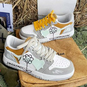 vibrant yellow & grey floral sneakers   streetwise chic 4162