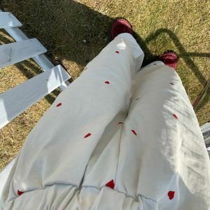 vintage red hearts pants   chic & youthful streetwear icon 5830
