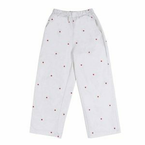 vintage red hearts pants   chic & youthful streetwear icon 6740