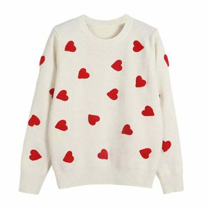 vintage red hearts sweater   chic & youthful love design 1805