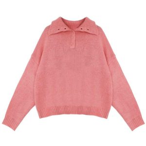 warm button neck sweater youthful & cozy appeal 5265