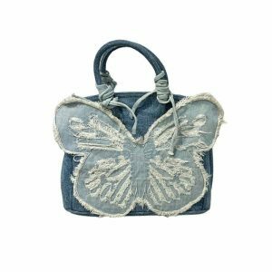 y2k aesthetic butterfly denim handbag   iconic & trendy 2046