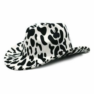 y2k aesthetic cow print hat chic cow print hat y2k style & urban fl 1120