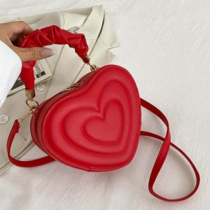 y2k aesthetic heart shaped chic bag   urban love symbol 4401