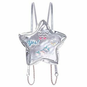 y2k aesthetic star backpack iconic shape & vibrant design 4906