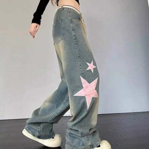 y2k aesthetic star jeans with dynamic design & fit 1980