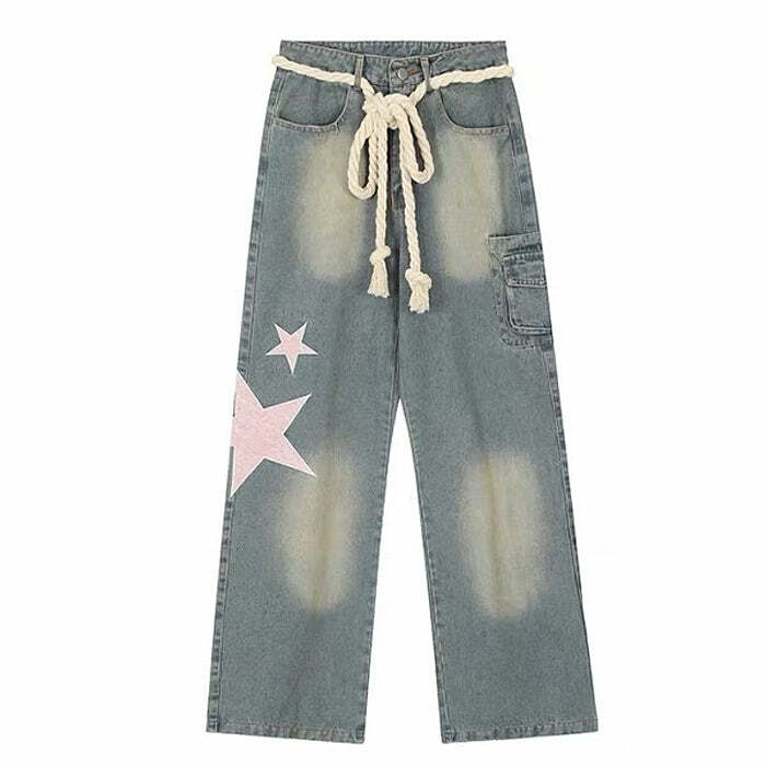 y2k aesthetic star jeans with dynamic design & fit 4798