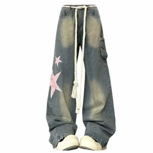 y2k aesthetic star jeans with dynamic design & fit 7624