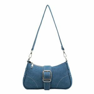 y2k chic denim baguette bag   retro & trendy accessory 7855