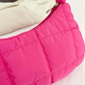 y2k chic puffer baguette bag   sleek & trendy accessory 4586