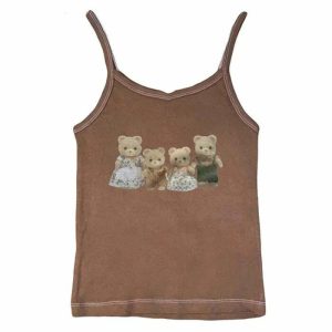 y2k cute bears tank top   retro & youthful streetwear gem 7086