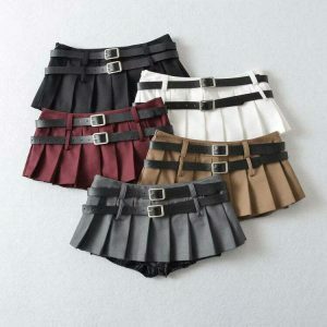 y2k double belt micro skirt iconic & youthful streetwear 1705