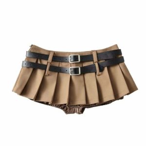 y2k double belt micro skirt iconic & youthful streetwear 3422