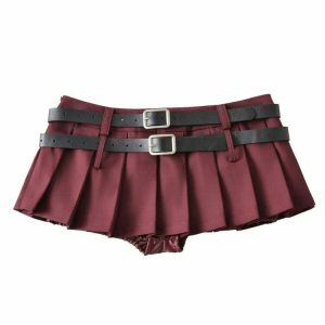 y2k double belt micro skirt iconic & youthful streetwear 5071