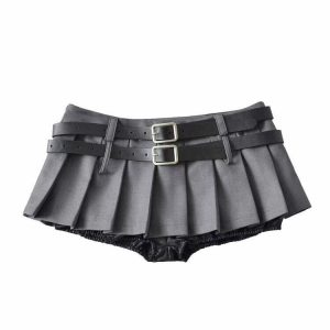 y2k double belt micro skirt iconic & youthful streetwear 5579