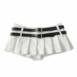 y2k double belt micro skirt iconic & youthful streetwear 5817