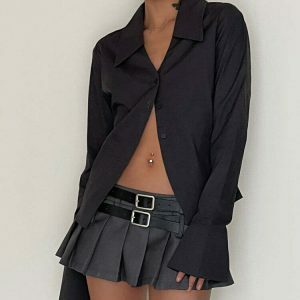 y2k double belt micro skirt iconic & youthful streetwear 8562